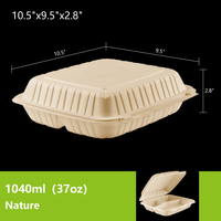 Boîtes alimentaires jetables biodégradables certifiées pour restaurants, à 3 compartiments, avec couvercle, pour micro-ondes, idéales pour les fêtes
