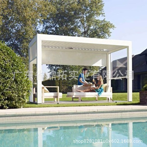 Pergola en alliage d'aluminium 3x4m avec lames orientables électriques, auvent extérieur pour villa, design minimaliste, abri de jardin - Product Image 1