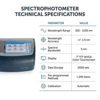 Espectrofotómetro Visible de Alta Precisión 320-1100nm, Sistema Óptico de Doble Haz, Pantalla Táctil TFT a Color de 7 Pulgadas, de Sobremesa para Laboratorio