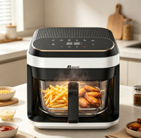 Friteuse à air numérique en verre Anbolife 5,5 L, sans huile, panier en verre de qualité alimentaire, sans PFAS, Freidora De Aire Ninja OEM ODM CETL