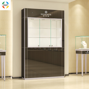 Cadre en aluminium de décoration de magasin de gros d'usine 2 étagères en verre vitrine de <span class=keywords><strong>bijou</strong></span> d'éclairage de tache - Product Image 5