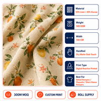 Tissu en lin et viscose, mélange de rayonne et de lin, imprimé numérique personnalisé, tissé, pour combishorts, vêtements pour femmes, tissu en vrac
