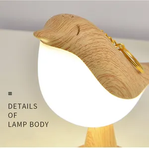 3 색 침대 옆 램프 LED 터치 스위치 나무 새 야간 조명 충전식 침실 테이블 독서 램프 장식 홈