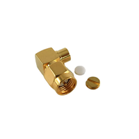 Conector Coaxial RF de 50 ohmios, Macho SMA, Ángulo Recto, para Cable RG402 de 0.141''