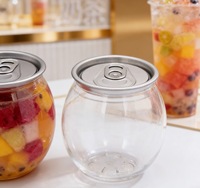 Prix avantageux – Mini-bocaux en plastique PET transparent de 200 ml de qualité alimentaire avec couvercles pour bonbons, jus et boissons