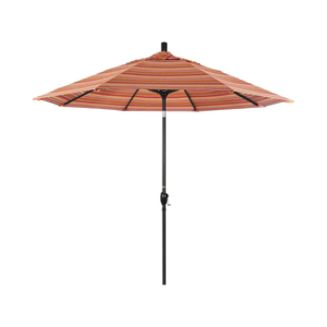 Paraguas de mercado de aluminio moderno de 9 ', botón de elevación de manivela, poste negro de inclinación - Product Image 1