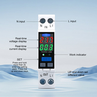 TOMZN Relais de protection réglable à double affichage sur rail DIN 18 mm 40A AC110V-230V Protection contre les surtensions, les sous-tensions et les surintensités
