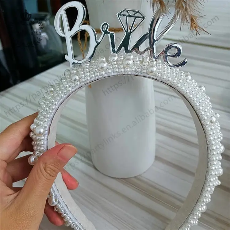 Pearl Bride to be headband girls night Bachelorette hen Party Bridal Shower beach wedding engagement Decoration honeymoon Gift