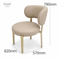 Chaise de salle à manger Ondine Cream Shell-Back |   Chaise d'appoint ronde rembourrée avec pieds fins en laiton - EKAR FURNITURE