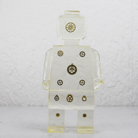 Sculpture de robot homme en résine transparente style Art Déco, motif engrenage doré, figurine moderne pour bureau et table, décoration d'intérieur