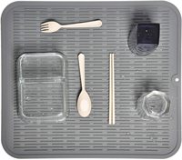Nouveau produit 2026 : Ensemble de tapis de séchage XL en silicone étanche pour comptoir de cuisine, noir et gris