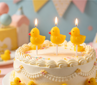 Adorables bougies en cire de paraffine en forme de canard jaune (non parfumées) pour la décoration de gâteaux d'anniversaire pour tout-petits et souvenirs de fête