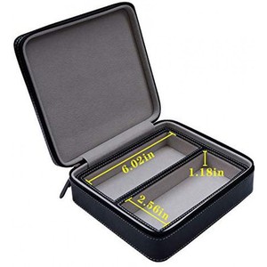 Organizador de gafas de sol de cuero PU para hombre y mujer, caja de almacenamiento de 2 ranuras, estuche de exhibición de Joyas de viaje, caja de reloj - Product Image 4