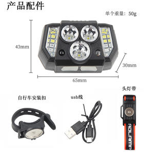 Linterna frontal LED Jwplam de 4,5 cm, recargable, con sensor de movimiento de alto brillo para ciclismo, correr, pescar - Product Image 4