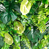 Mur végétal artificiel NINI en soie décorative 5D, toile de fond enroulable 2,4 m x 2,4 m, toile de fond Forêt Enchantée, mur de plantes vertes