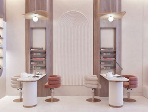 Muebles modernos de salón de uñas para peluquería de belleza diseño de barbería al por mayor con iluminación LED - Product Image 3