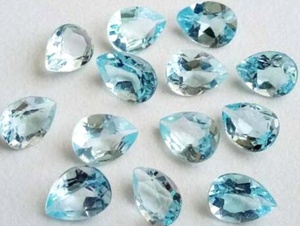 Lote de piedras preciosas facetadas de topacio azul cielo natural, 5x8 mm, cinco piezas sueltas para anillos, colgantes y pendientes. - Product Image 5