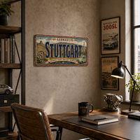 Letrero Metálico Rústico Vintage de Alemania, Stuttgart, Letrero Metálico de Estilo Antiguo para Decoración de Pared de Taller de Autos, Cueva de Hombre o Garaje