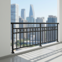 Modernes Rostfreies Aluminium-Legierungs-Geländer für Treppen, Balkone und Terrassen, Schwarzes Baluster-Zaunpanel für Wasser, Krankenhäuser und Apartments