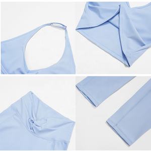 XIANDA OEM Custom Blank Logo Women Plus Size Halter Sporty Tank Top Tight Scrunch <strong>Leggings</strong> Outdoor Running 2-piece Sportswear - Product Image 3