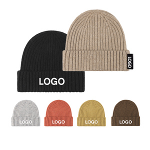 <span class=keywords><strong>Bonnet</strong></span> tricoté en laine d'agneau chaud et mignon personnalisé de luxe hiver <span class=keywords><strong>cachemire</strong></span> Bennie bonnets en laine pour femmes avec logo - Product Image 1