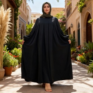 6683 #   Robe décontractée et élégante en tissu Nida confortable pour l'été, couleur unie, manches plissées boutonnées, avec poches latérales et fermeture éclair au dos - Product Image 2