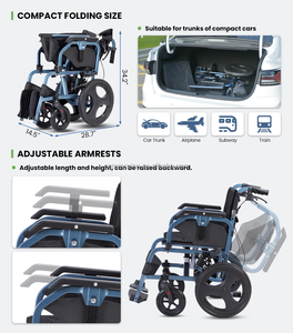 Venta DE FÁBRICA DE China, ayuda para la movilidad para discapacitados, silla de ruedas Manual portátil ligera de aluminio para discapacitados - Product Image 3