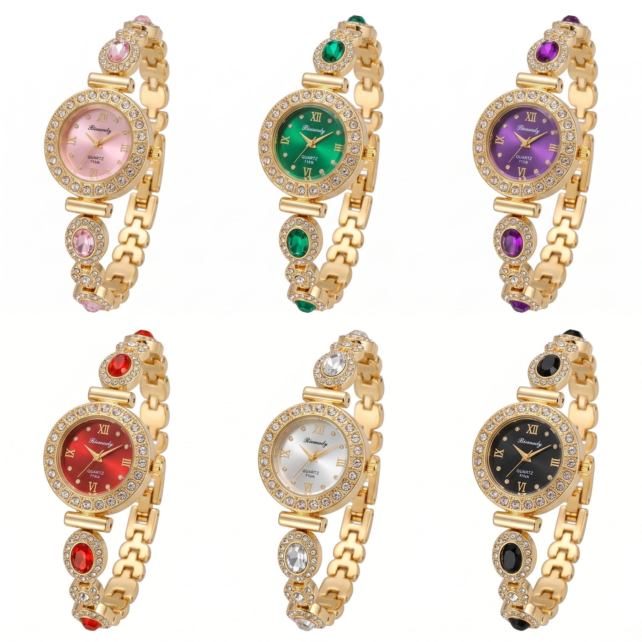 Luxury Girl Gift Inlaid Zircon Women's Quartz Watch Full-diamond Colorful Gemstone Alloy Quartz Watch