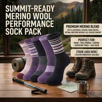 Chaussettes de randonnée en laine mérinos de qualité supérieure avec logo personnalisé, chaussettes thermiques rembourrées pour les sports de plein air, trekking, toutes saisons, chaussettes chaudes à tige moyenne
