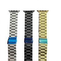 Bracelet en acier inoxydable à trois maillons avec fermoir à ardillon pour Apple Watch Series 10 et 11