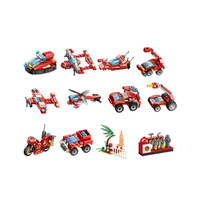 XINGLE Ensemble de blocs de construction en plastique ABS à petites particules 12-en-1, modèle de puzzle de pompier, jouets éducatifs, figurines pour enfants de 5 à 7 ans