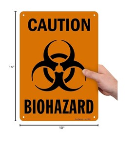 Señal <span class=keywords><strong>de</strong></span> Advertencia <span class=keywords><strong>de</strong></span> Riesgo Biológico, Cumple con OSHA, 10x14 Pulgadas, Naranja, Aluminio, para Laboratorio y <span class=keywords><strong>Hospital</strong></span> - Product Image 2