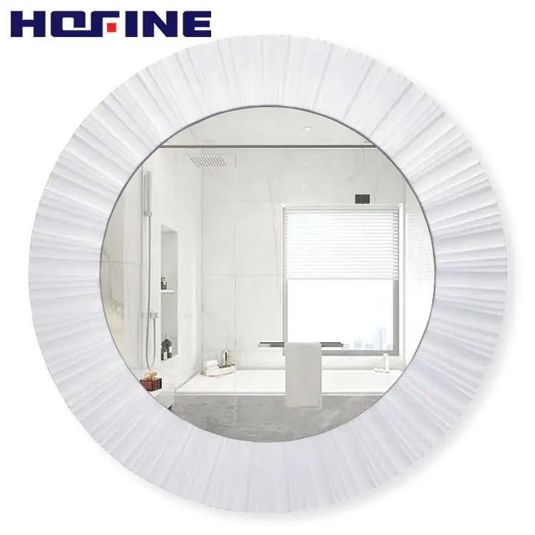 HOFINE Weiß runde dekorative anpassbare Wand spiegel hängenden Spiegel Kunststoff Großhandel billige Fabrik