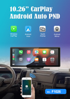 Écran portable sans fil CarPlay IPS de 10,26 pouces, navigation GPS Android Auto, moniteur de smartphone AUX FM, caméra de recul