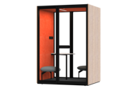 Cabine de bureau insonorisée en bois moderne Comine M pour 3-4 personnes, cabine de réunion privée avec panneau acoustique PET pour immeuble de bureaux, entrepôt