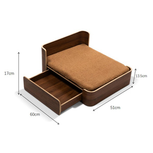 Cama de Lujo para Gatos de Madera Maciza con Logotipo Personalizado, con Colchón y Juego de Platos de Acero Inoxidable, Camas Elevadas para Perros Pequeños al por Mayor - Product Image 4