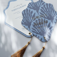 Ensemble de cartes de mariage collaboratives, souvenir avec pompon, logo personnalisé, RSVP, menu, impression sur carton, cadeaux promotionnels de Chine
