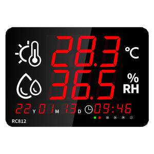 เครื่องวัดอุณหภูมิดิจิตอลมัลติฟังก์ชั่นโฮมออฟฟิศอุณหภูมิอิเล็กทรอนิกส์และอุปกรณ์แสดงความชื้นนาฬิกา LED นาฬิกาตั้งโต๊ะอิเล็กทรอนิกส์ - Product Image 1