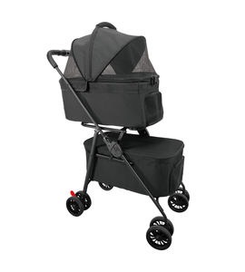 Seyahat dostu 4-Wheel çevre dostu kamuflaj Pet arabası rahat uygun katlanabilir köpek arabası sepeti taşıyıcı fermuar - Product Image 3