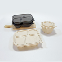 Boîte à lunch bento jetable biodégradable en amidon de maïs, compartimentée, de qualité alimentaire, pour plats à emporter, forme ronde, épaisseur 1 mm