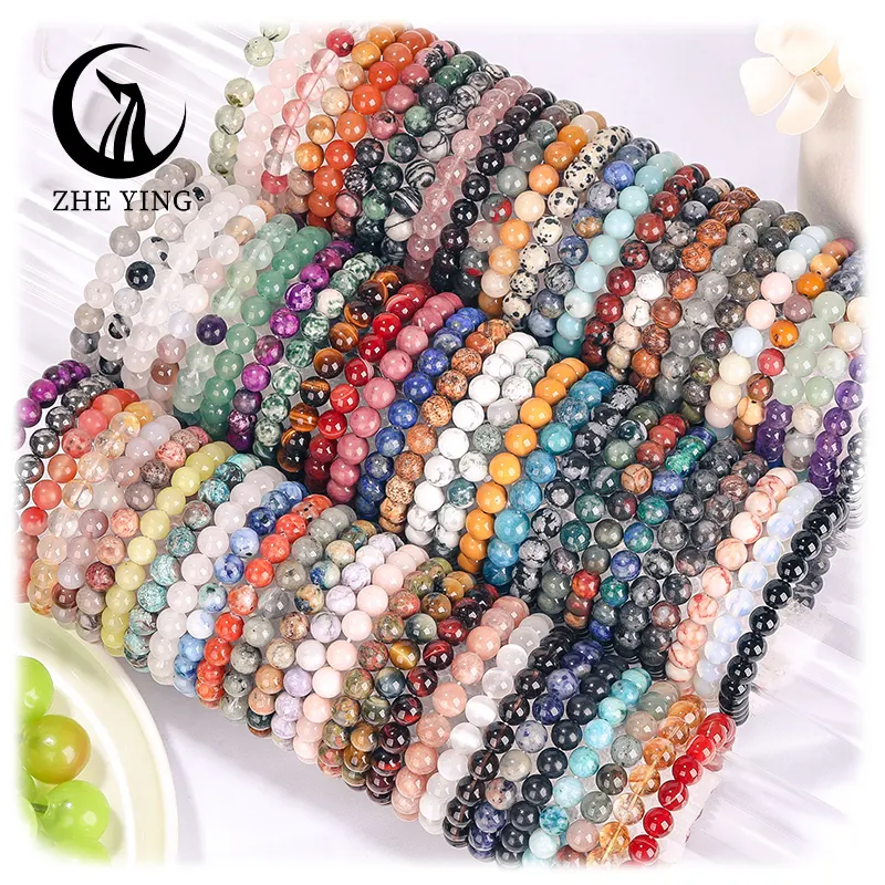 Zhe Ying 6/8/10mm Edelstein Heil armband Großhandel Pulse ras Para Mujer Kristall armband Naturstein perlen Armband