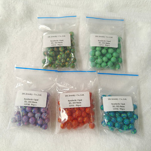 Cuentas redondas de ópalo sintético con medio orificio/sin orificio/orificio completo, bolas redondas de ópalo azul fuego, piedras preciosas sueltas para joyería - Product Image 2
