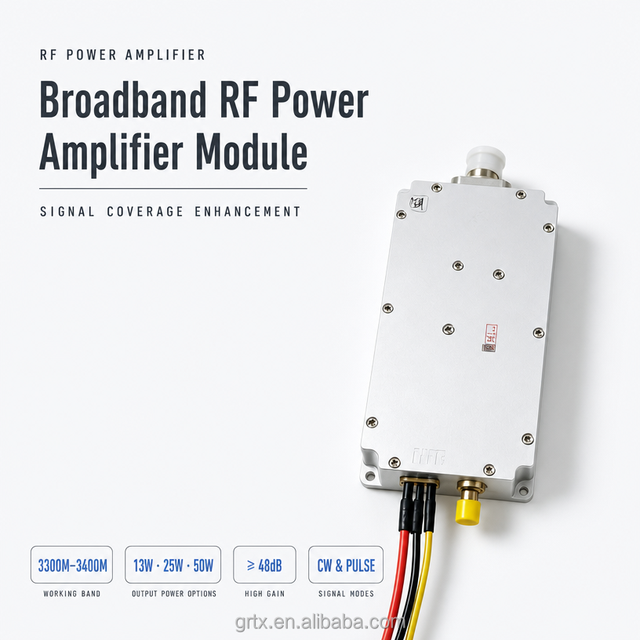 Broadband RF Power Amplifier Module 3300M-3400M 100M-6000M Customizable 13W 25W 50W Signal Amplifier for Coverage Enhancement