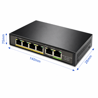 Switch Jaringan 4-Port 10/100/1000Mbps PoE Unmanaged dengan Uplink 1G +2.5G, Dukungan IEEE 802.3af/at VLAN, Kapasitas 1.6GB untuk CCTV
