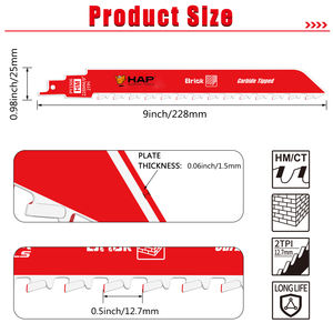<span class=keywords><strong>Lame</strong></span> de <span class=keywords><strong>scie</strong></span> <span class=keywords><strong>sabre</strong></span> en carbure de qualité supérieure 9 "2TPI pour couper le support OEM de ciment et de béton - Product Image 4
