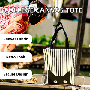 Sac fourre-tout en toile de coton personnalisé avec logo imprimé en couleur, fermeture éclair antivol, idéal pour les promotions, cadeaux, usage universitaire pour femmes - Product Image 2