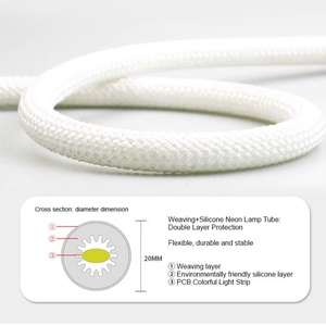 360 °   Tira de Luz LED de Neón Flexible, Redonda y Tejida, de Bajo Voltaje, RGBIC, Decorativa, con Control por Voz y Aplicación Inteligente - Product Image 5