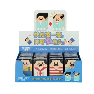 Gomme à effacer en plastique super intelligente de dessin animé de vieil homme, gomme à effacer amusante et mignonne de vieil homme chauve, papeterie pour étudiants - Product Image 1