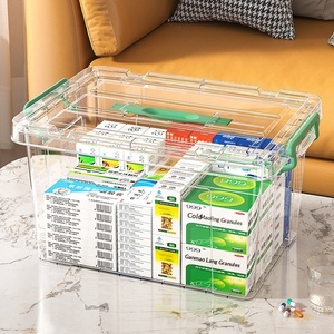 Boîte à médicaments familiale multi-couches en plastique transparent, petite boîte à pharmacie domestique, trousse de premiers soins portable - Product Image 1