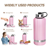 32oz 3-en-1 Portable petit chien bouteille d'eau en acier inoxydable chien bol mangeoire cadeau de noël pour les animaux de compagnie et les chats en plein air